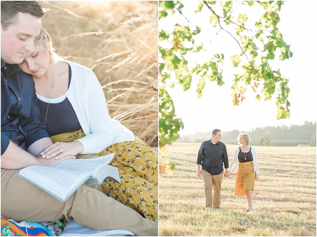 "Ridgefield engagement", "yellow dress", "Oak tree engagement pictures", "Sunset engagement"