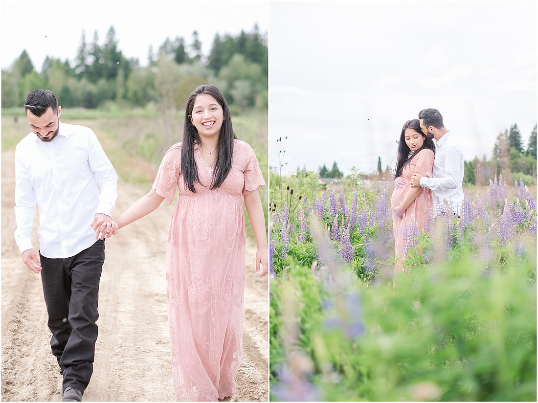 "purple lupines", "wildflowers", "pretty in pink", "blush maternity dress", "maternity pictures"