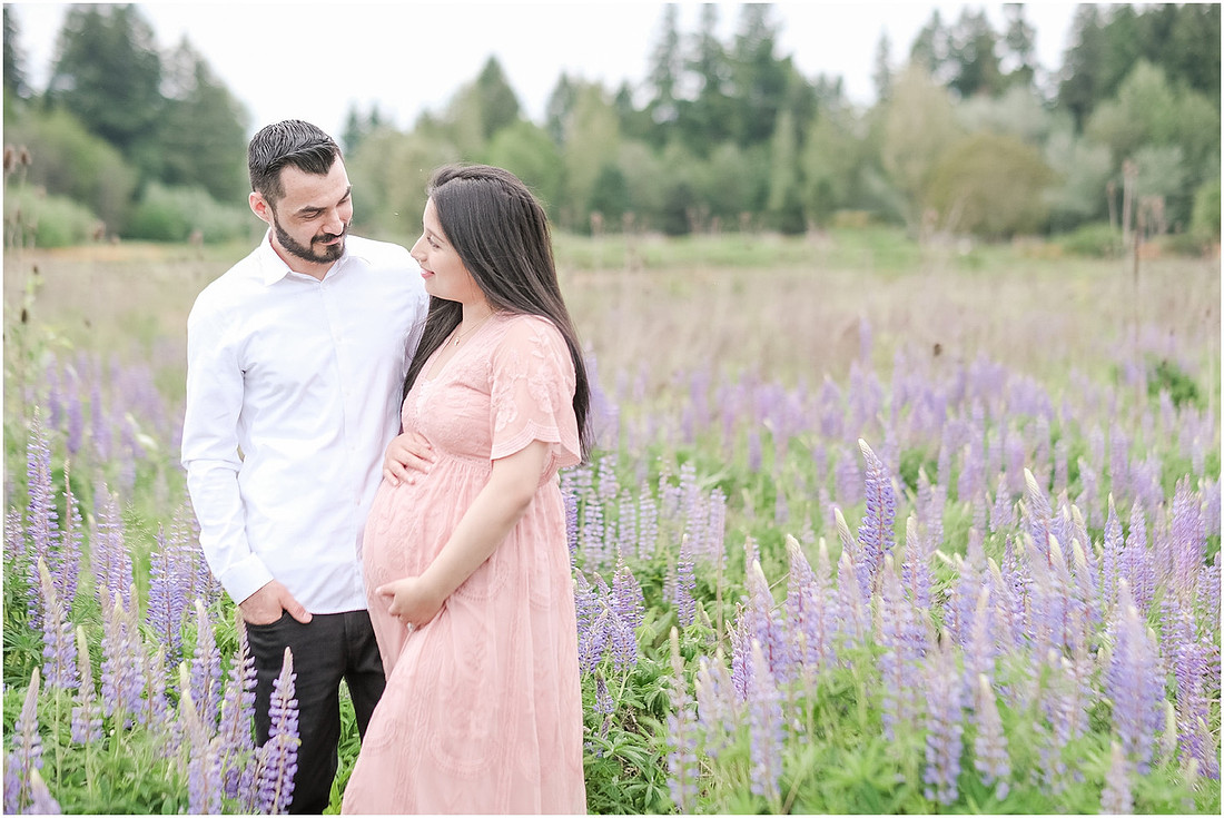 "purple lupines", "wildflowers", "pretty in pink", "blush maternity dress", "maternity pictures"