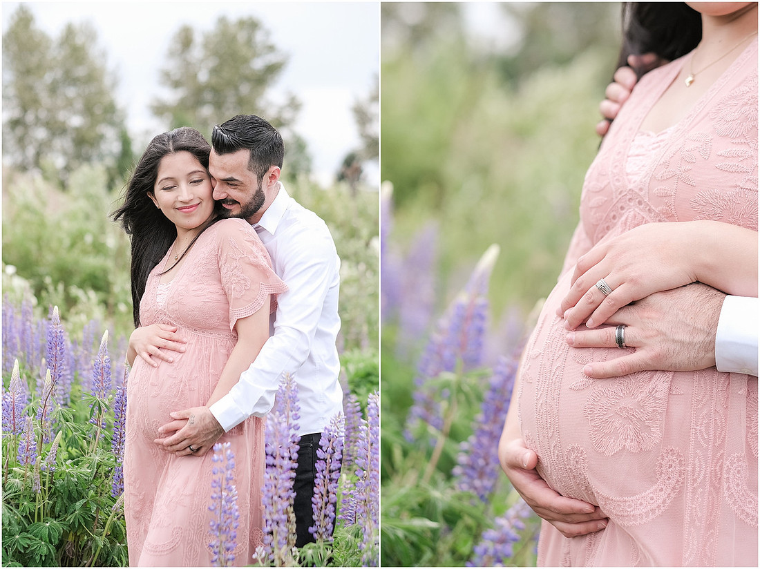 "purple lupines", "wildflowers", "pretty in pink", "blush maternity dress", "maternity pictures"