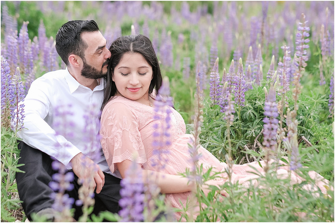 "purple lupines", "wildflowers", "pretty in pink", "blush maternity dress", "maternity pictures"