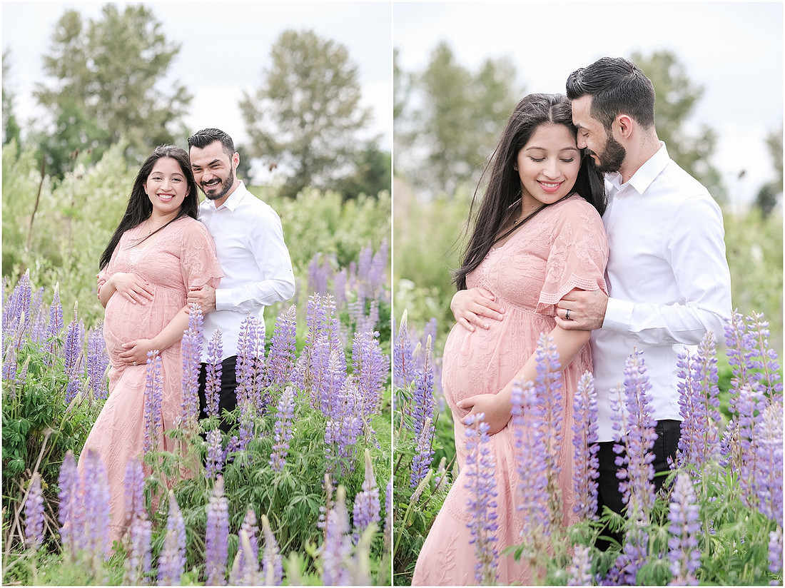 "purple lupines", "wildflowers", "pretty in pink", "blush maternity dress", "maternity pictures"