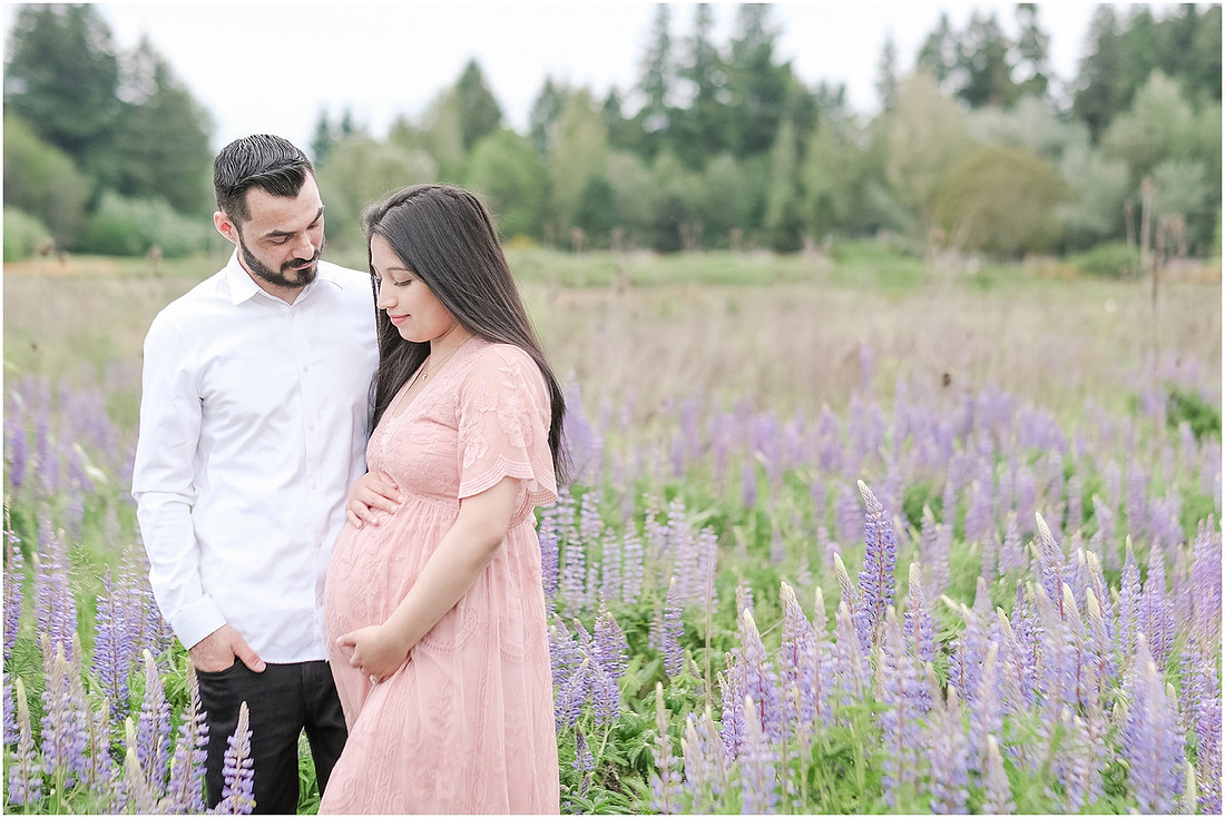 "purple lupines", "wildflowers", "pretty in pink", "blush maternity dress", "maternity pictures"