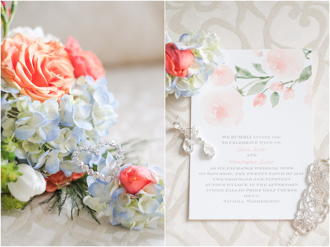 "Olympia wedding", "Eagles pride golf course", "Samuel Adams brewery", "coral and mint"
