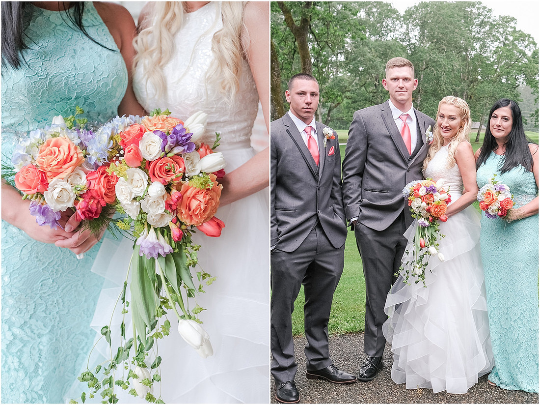 "Olympia wedding", "Samuel Adams brewhouse", "Eagles pride golf course", "coral and mint", "teal bridesmaid dress"